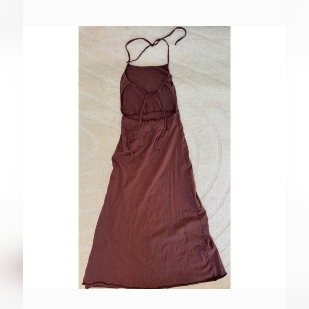 Zhen Nymph Tamesis River Goddess Brown Backless Halter Dress - Picture 9 of 9